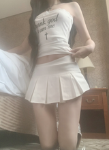 Keina Low-Waist Pleated Skirt (White)