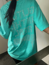 Back Piece Hotfix Stud Vivid Oversized T-Shirt 3color