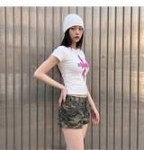 ストレッチ コットン スリム ショートスリーブ Tシャツ クロス ホワイト