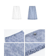 Lace Mesh High Waist Midi Skirt