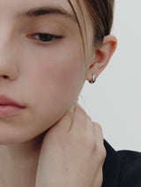 26SS★ Champagne Full Moon Silver Grip One-Touch Earrings S