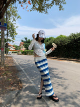 シルエットタイトロングスリーブドボタンtシャツ