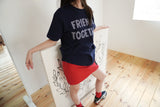  Friends Together Patchwork T Shirt - Navy (Loose Type)