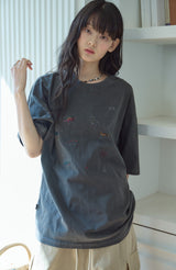 26SS★ ディノステッチ刺繍ピグメント半袖Tシャツ