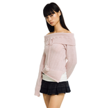 COTTON CANDY OFF-SHOULDER KNIT [PINK]