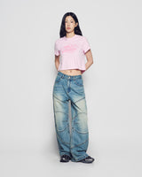 25FW WOMAN ミラーACベアクロップ半袖Tシャツ ライトピンク