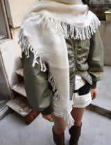 Fringe triangle shawl muffler