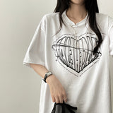 フェイスハートボクシーフィット半袖Tシャツ