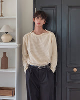 Rubber Velour Double Henley Neck Knit