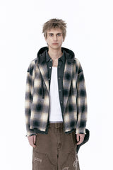 OMBRE HOOD CHECK JACKET (BLACK)