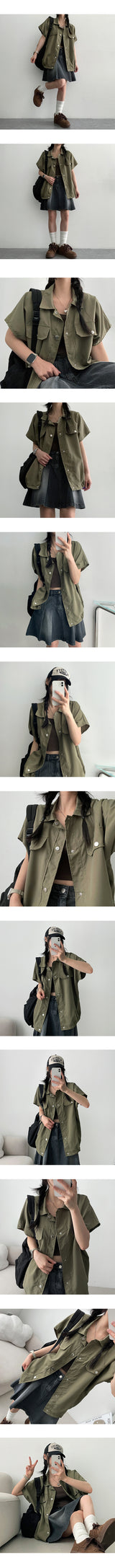 Houlin スナップポケット半袖ジャケット