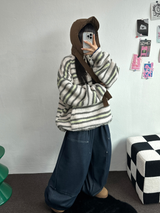 MINK🐻🧸RIVET STRING LONG WIDE PANTS 💙🖤2COLOR