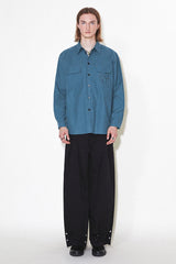 Solid color bowknot embroidered lapel design loose retro pocket shirt