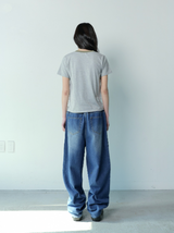 デーモンサイドダーティーロゴデニムバンディングパンツ UNISEX