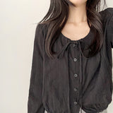 Delo lace ribbon shirring blouse