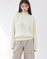 (UNISEX) ショルダー ハーフ ジップアップ ラグラン ニット