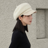 VA Stud Wool Combo Newsboy Cap / Ivory