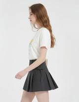 Canola Bloom Check Ribbon T-shirt Ivory