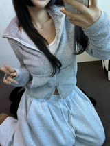 シープファーフリースクロッペンハーフポロネックジップアップ 🧸🩶🤍🖤🩵4カラー