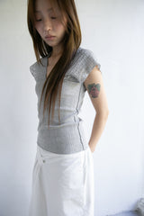 natural shoulder ribbed sleeveless top(4colors)