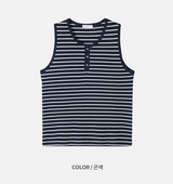 [S/S]ストライプヘンリーネックノースリーブ(3color)