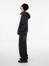 Ripped retro baggy hooded sweatshirt