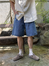 Basic wide denim shorts