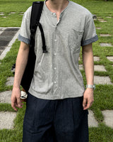 Moment Check Roll-Up Short Sleeve Cardigan