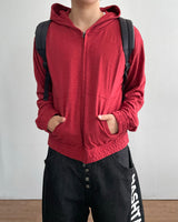 Roving Slub Cropped Hooded Zip-up