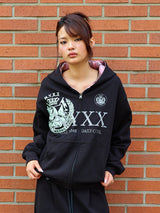 REVERSIBLE CHECK HOOD ZIP-UP BLACK