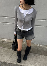 RIB U-NECK CARDIGAN