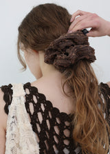 Lace Flower Stripe Scrunchie_Large_Brown