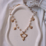 Dear and Star Pearl Necklace - Gold Color
