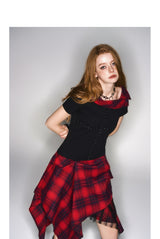 2025 Spring/Summer New Punk Style Plaid Patchwork Dress