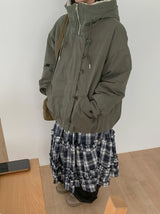 Felch Check Wool Quilted Bomber Padding Jumper