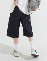 ピンタックワイドローデニムバミューダパンツ