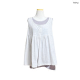 (3color) Slub Stripe Layered Flare Sleeveless Top