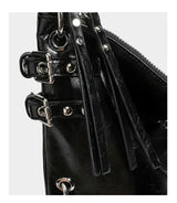 Y2K Stud Buckle 2-Way Moto Shoulder Bag