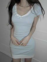 [MADE] Muguet Layered Button Mini Dress