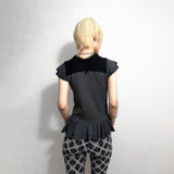 CORSET FLARED T-SHIRT: CHARCOAL