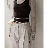 leather mignon bag - butter / strap - ( cowleather,  chain)