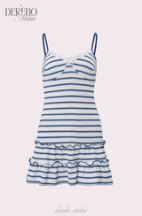 Marine stripe frill dress