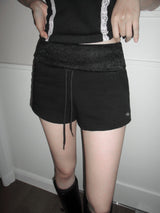 [Limited quantity] Coquette Lace Shirred Fold-Over Shorts