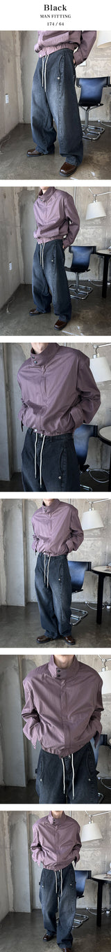 [Unisex] スナップバルーンデニムパンツ(2color)
