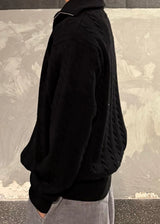 High-Neck Cable Half-Zip Up Knit 6COLOR
