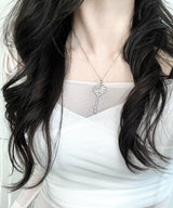 Fancy silver key necklace
