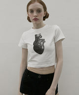ハート半袖Tシャツ White