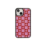 Flower check pattern epoxy bumper case (pink)