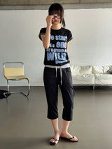 Crime Sleek Hip Button Capri Pants 3color