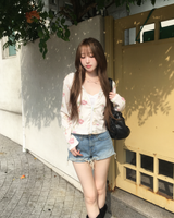 Natural denim shorts